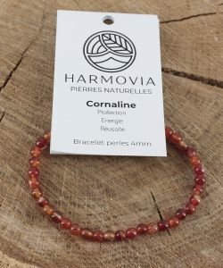 Bracelet Cornaline Rubanée - Perles 4mm, 1 pièce